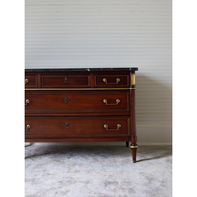 19th Century French Louis XVI Commode With Black Marble Top For Sale - Image 11 of 14