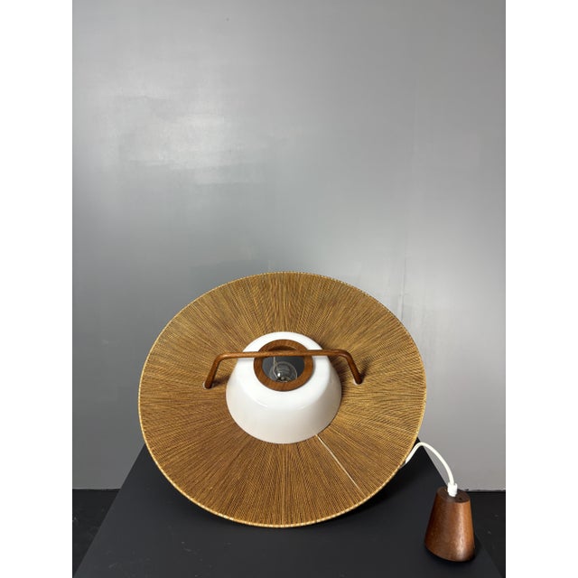 Large Mid-Century Teak and Sisal Cord Pendant from Temde Leuchten, 1960s For Sale - Image 16 of 18