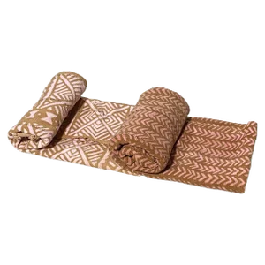 African Tribal Bogolan Mali Mud Cloth Textile Set of Two.