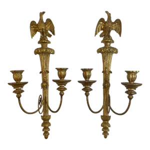 Antique Italian Guildwood Sconces With Eagles, a Pair