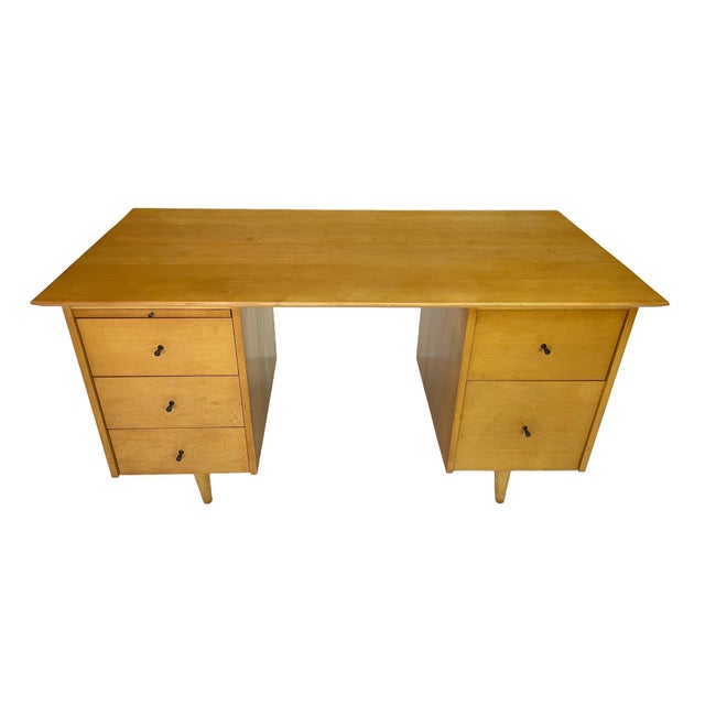 Attributed to Paul McCobb for Planner Group Maple Double Pedestal Desk, 1950s For Sale - Image 17 of 18