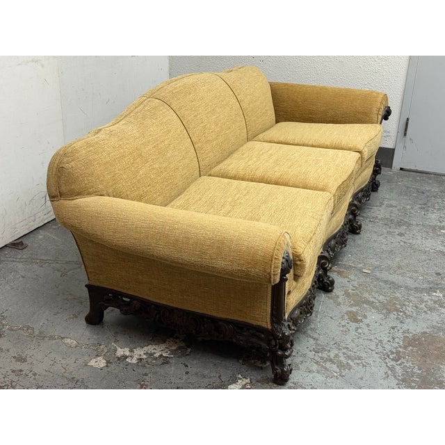 Circa 1920's Victorian Three Seater Wheat Sofa For Sale - Image 11 of 12