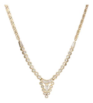 80s Vintage 0.75ct Diamond Necklace 18k Yellow Gold 16" Choker Estate Jewelry