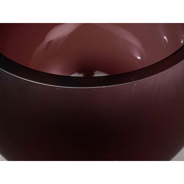 Mid 20th Century Movado Crystal Signed Amethyst Satin Art Glass Centerpiece Bowl Vase For Sale - Image 10 of 10