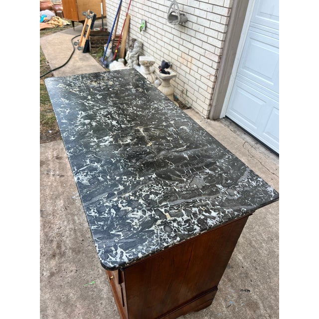 French 19th Century Louis Philippe Marble Top Walnut Commode For Sale - Image 10 of 12