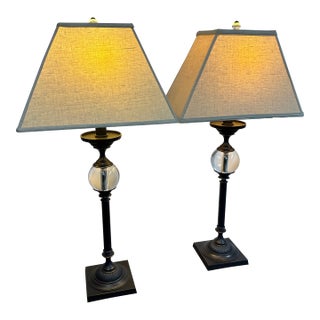 Restoration Hardware Crystal Ball Table Lamps, Pair For Sale