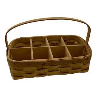Rare 1950's-1960's Basketville, Putney Vermont Split Oak Utensil Basket With Handle For Sale