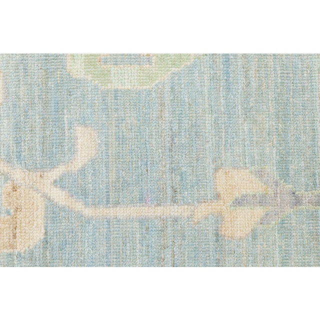 Ivory Contemporary Hand-Knotted Wool Oushak Rug in Blue, Ivory & Muted Beige For Sale - Image 8 of 12