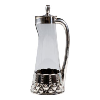 Art Nouveau Carafe Decanter with Silver Mount from VSF Duesseldorf, Germany, 1900s For Sale