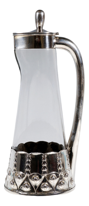 Art Nouveau Carafe Decanter with Silver Mount from VSF Duesseldorf, Germany, 1900s