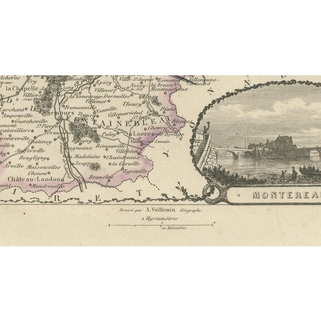 19th Century Antique Map of Seine-Et-Marne, Fontainebleau and Amyot, 1860 For Sale - Image 5 of 12