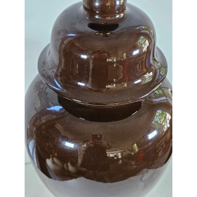 Vintage Large Chocolate Ginger Jar Lamp For Sale - Image 10 of 10