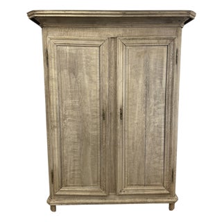 Antique French Provincial Farmhouse Weathered Wood Armoire For Sale