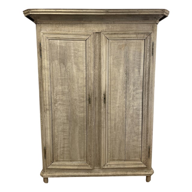 Antique French Provincial Farmhouse Weathered Wood Armoire For Sale