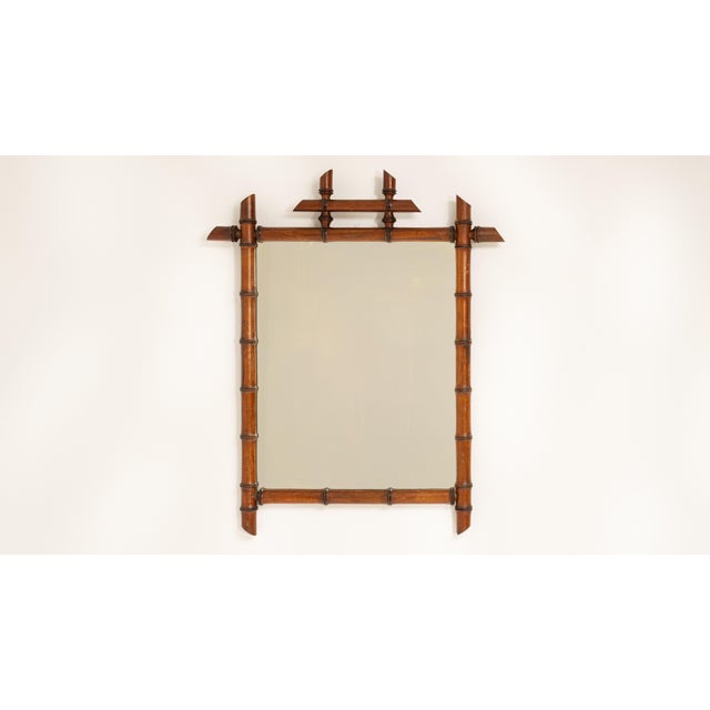 Chinoiserie Faux Bamboo Wall Mirror, Antique, France, Circa 1900 For Sale - Image 3 of 8