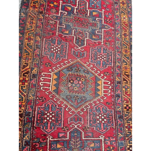 Blue Vintage Distressed Karaje Runner, 1950s For Sale - Image 8 of 18