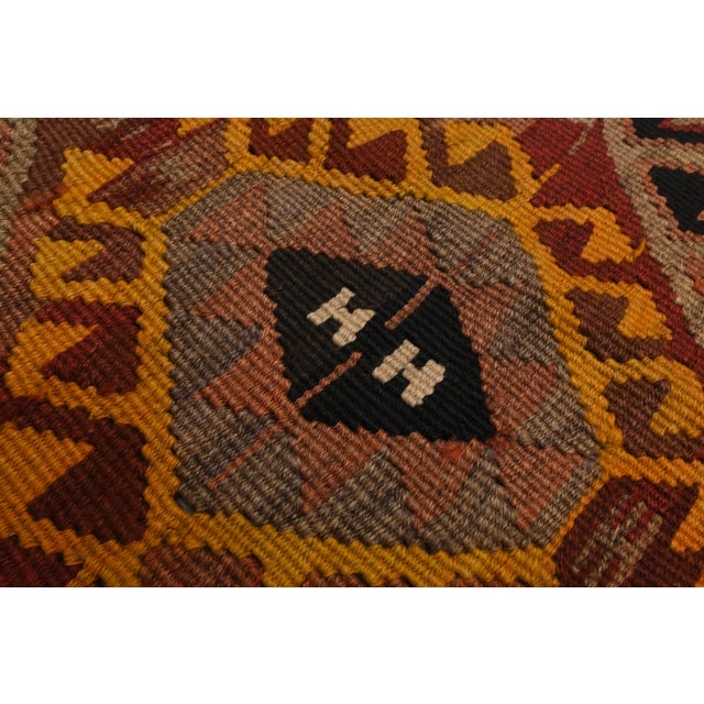 1970s Vintage Turkish Oushak Handmade Wool Cotton Orange Runner Rug For Sale - Image 10 of 11