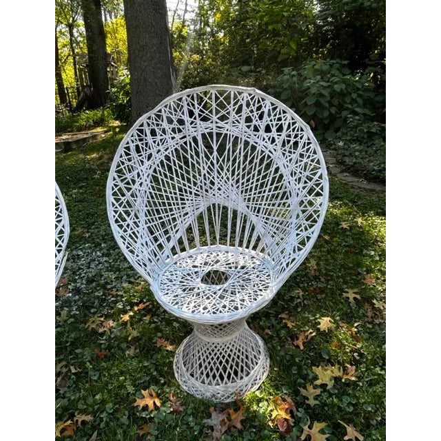 Plastic Russell Woodard MCM Spun Fiberglass Peacock Chairs - A Pair For Sale - Image 7 of 12