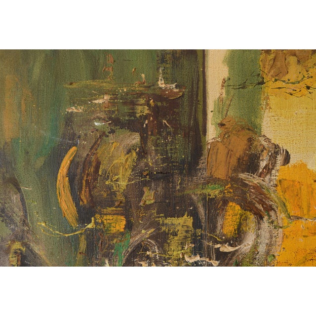 Vintage Mid Century D Myers Vertical Abstract Painting For Sale - Image 4 of 9