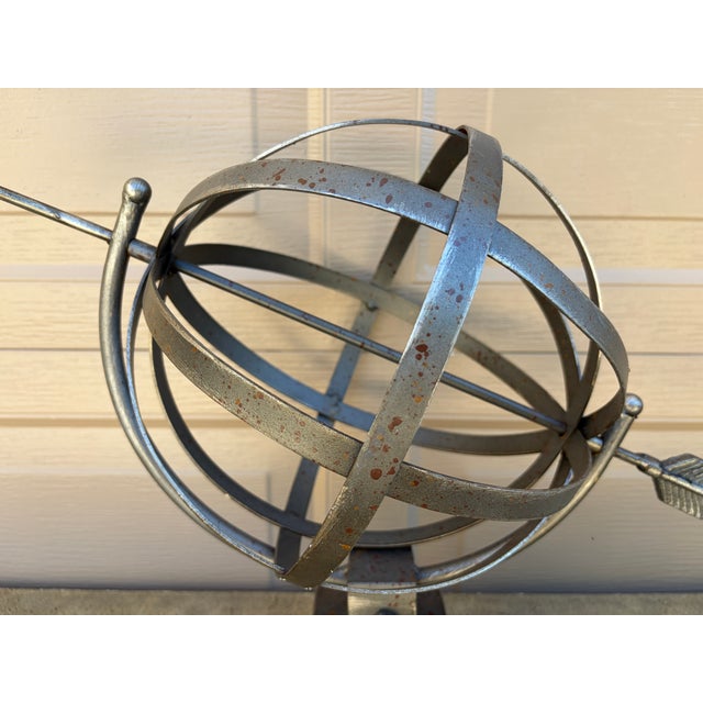 Brutalist Style Iron Garden Armillary Sundial, Usa, 20th Century For Sale In South Bend - Image 6 of 12
