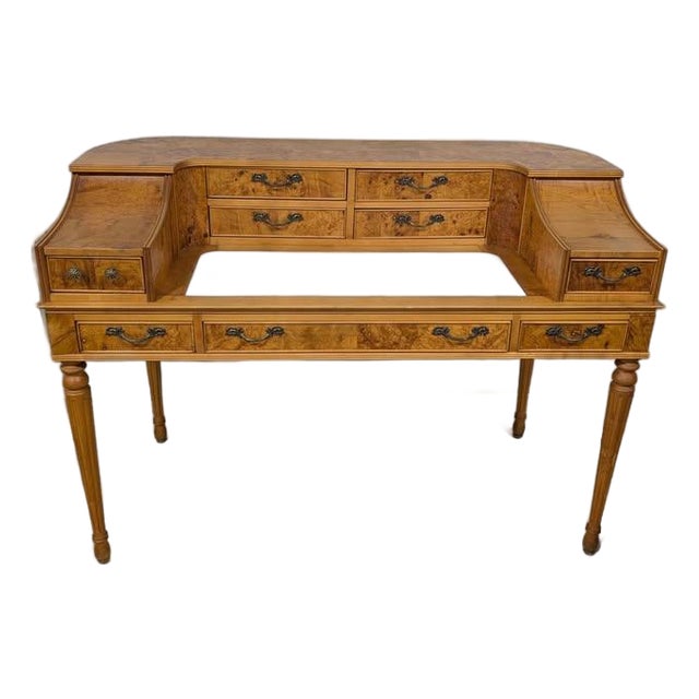 Vintage American of Martinville Burlwood Writing Desk For Sale