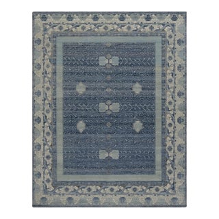 Rug & Kilim’s Khotan Style Rug in Blue With Geometric Patterns For Sale