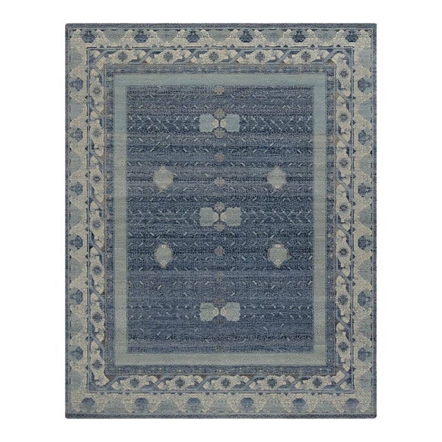 Rug & Kilim’s Khotan Style Rug in Blue With Geometric Patterns For Sale