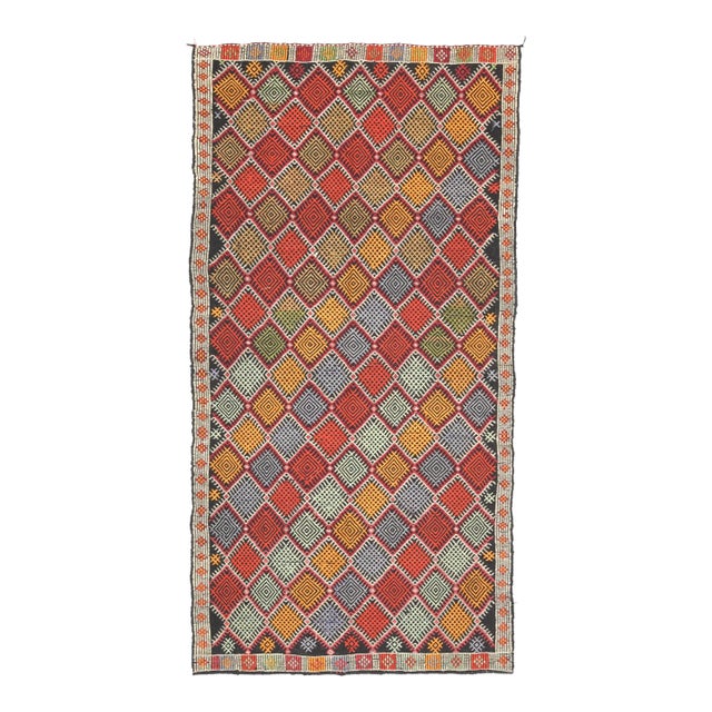 Vintage Turkish Oushak Handmade Wool Cotton Red Area Rug For Sale