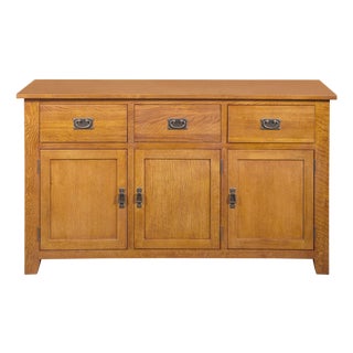 Mission Solid Oak 3 Drawer 3 Door Sideboard - Michael's Cherry For Sale