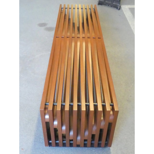 Modernist Interlocking Slat Wood Bench For Sale - Image 11 of 13