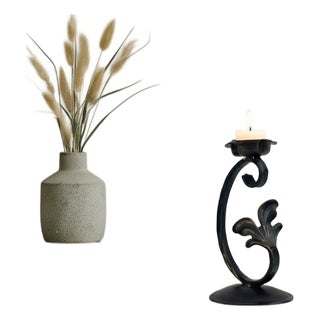 Verdant Candlestick | Handcrafted Metal Leaf Design Candle Holder for Botanical Decor For Sale