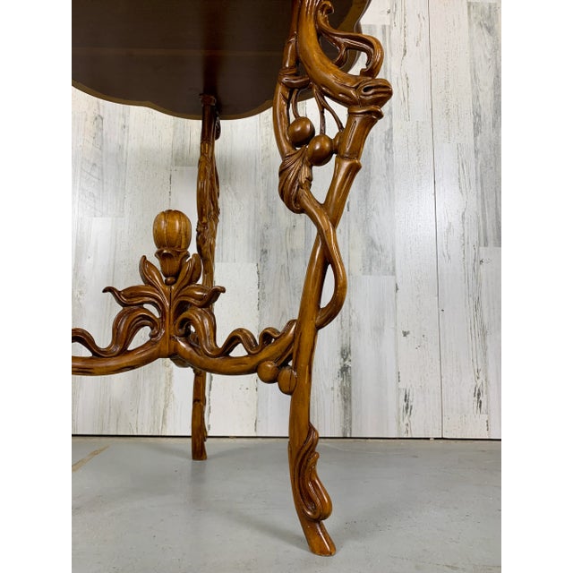 1910s Art Nouveau Marquetry Corner Table For Sale - Image 5 of 12