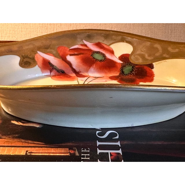 Ceramic 1910s Chicago Osborne Art Studio Hand-Painted Art Nouveau Poppy Porcelain Tray – Signed Osborne For Sale - Image 7 of 18