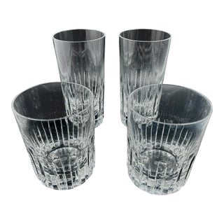 1990s Collection of Baccarat Rotary Double Old Fashioned and Highball Glasses- Set of 4 For Sale