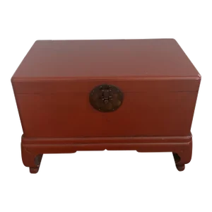 Mid 20th Century Chinese Red Trunk Coffee Table
