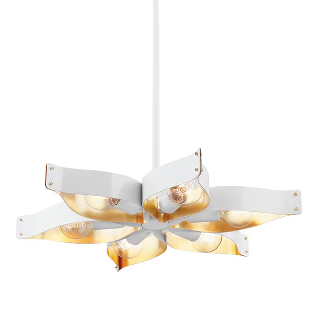 Mitzi Nala 6-Light Chandelier, Soft White/Gold Leaf For Sale