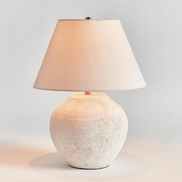 With a coldpaint textured body and light linen shade, this lamp is a handsome fixture. Just under 15 inches tall, it, s...