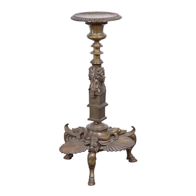 19th Century 19th Century Bronze Figural Candle Stand For Sale - Image 5 of 7