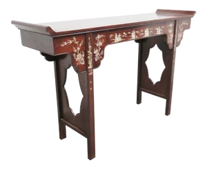 Chinese Rosewood Inlaid Altar Style Console Table