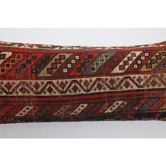 1910s Authentic Handmade Decorative Lumbar Rug Pillow Cushion Cover -16'' X 47'' For Sale - Image 5 of 10