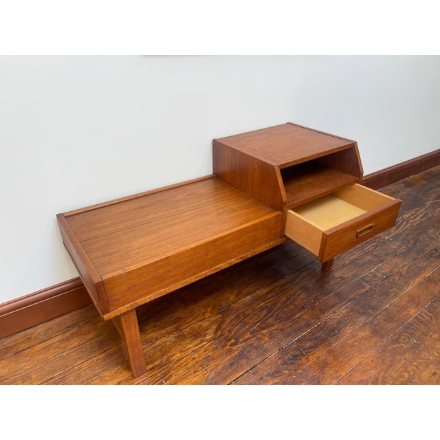 The Gossip Table/Telephone Bench a Danish Vintage 1970s Mid-Century Modern For Sale - Image 4 of 8