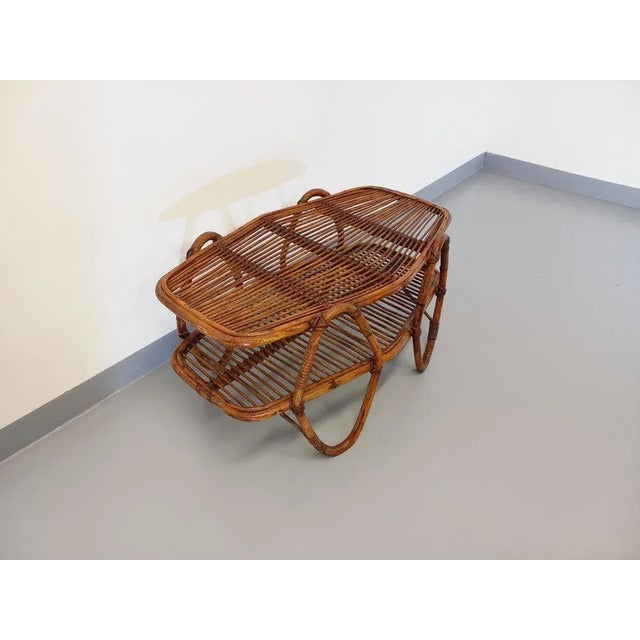 Coffee Table with Vintage Rattan Sequel Tray, 1960s For Sale - Image 4 of 11