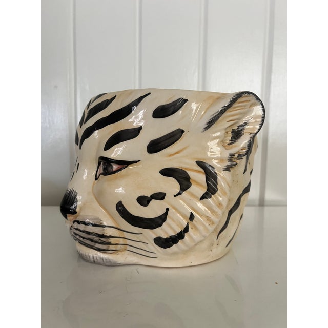 Italian mid century ceramic tiger planter. Each piece is one of a kind due to being hand painted. This guy is in great...