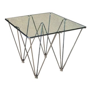 Late 20th Century Paolo Piva Style for B&b Italian Style Table in Glass and Brushed Metal For Sale