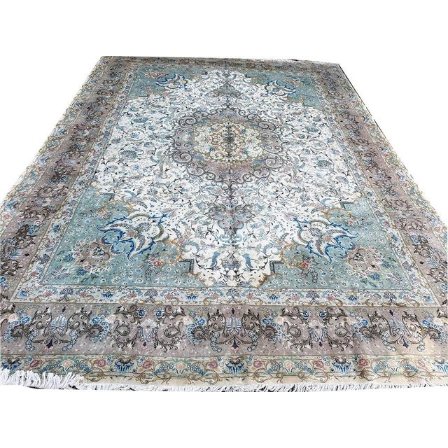 Victorian Astonishing 10' X 13' Silk & Wool 55 Raj Persian Tabriz Area Rug $3,699.00 For Sale - Image 3 of 8