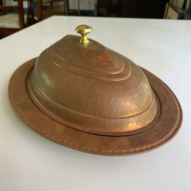 Contemporary Turkish Solid Copper Serving Covered Dish 12.25”L X 8-3/4”W X 4.5”H, no makers mark, in very good condition.