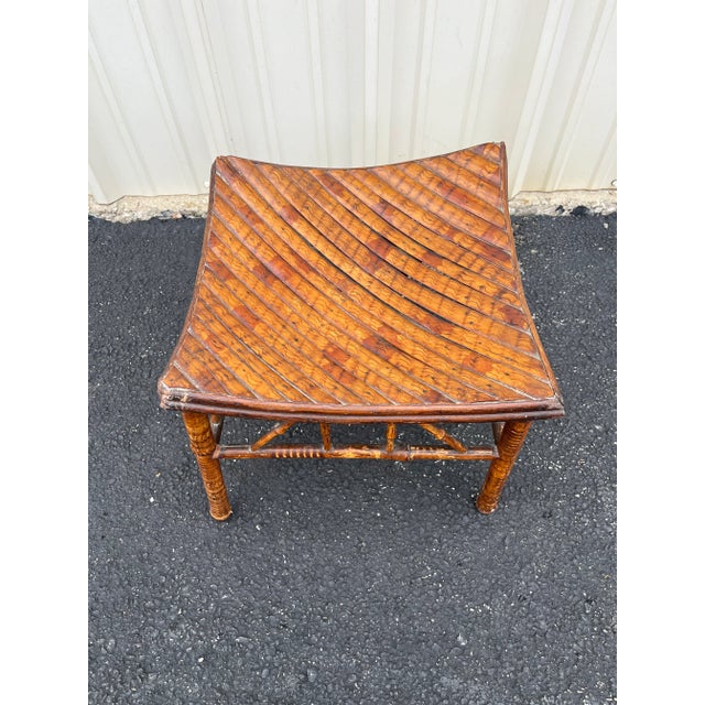 Antique Egyptian Revival Tortoise Bamboo Thebes Stool For Sale - Image 4 of 12