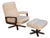 Set of Mid-Century Swivel Armchair and Ottoman in Tweed and Wood, 1970 For Sale