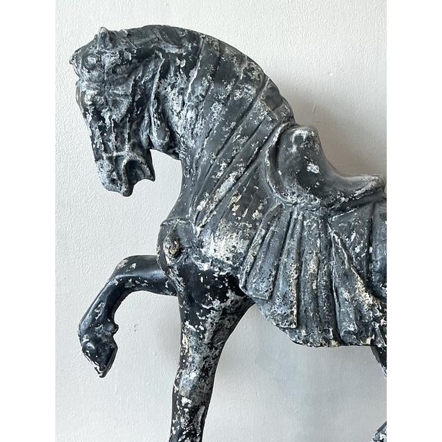 Mid 20th Century Vintage Cast Concrete Tang Horse For Sale - Image 5 of 12