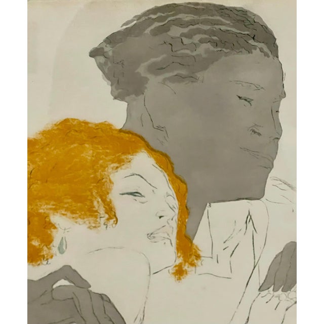 Marcel Vertès, Art Deco Jazz Age Paris Interracial Couple Lovers Marcel Vertes Color Lithograph, 1924 For Sale - Image 9 of 11